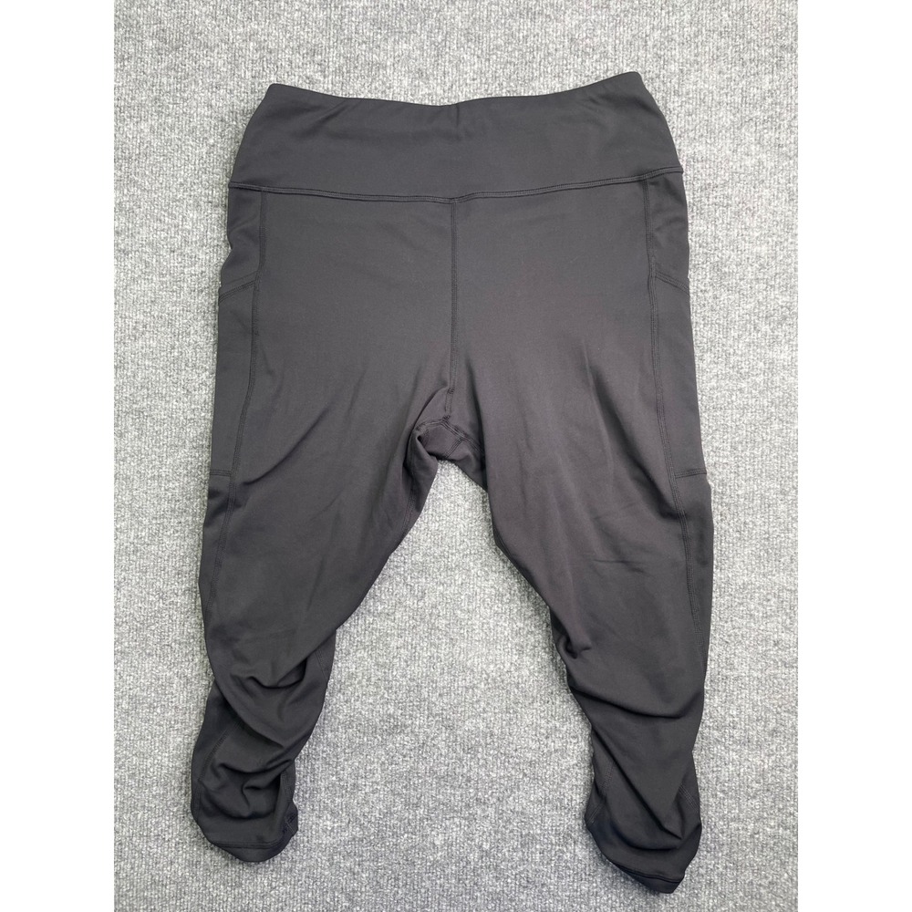 Sweetflexx Resistance Leggings Women 10 Black Cropped Ruched Side Pockets